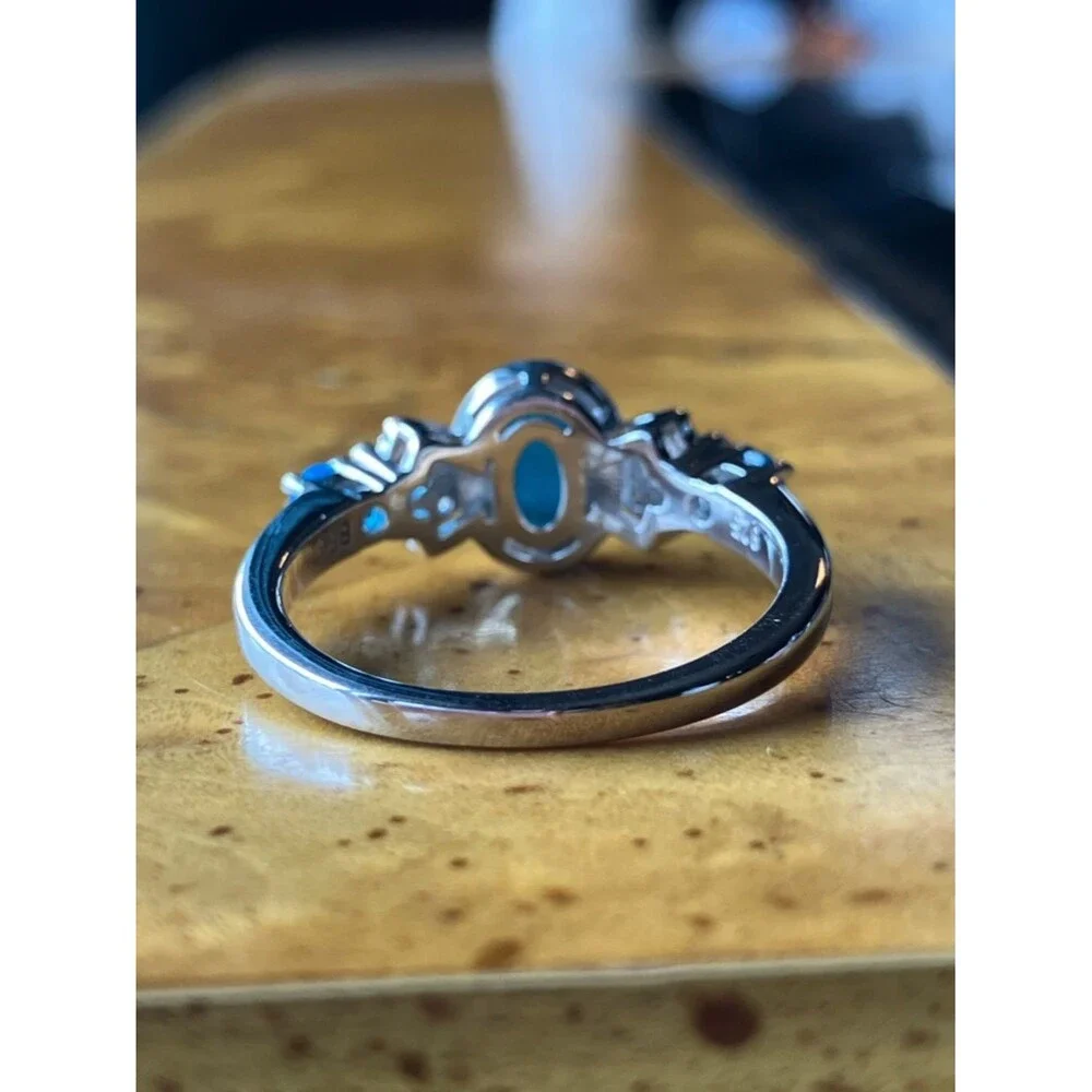 Sleeping Beauty Turquoise Blue Apatite Sterling Silver Ring Size 9